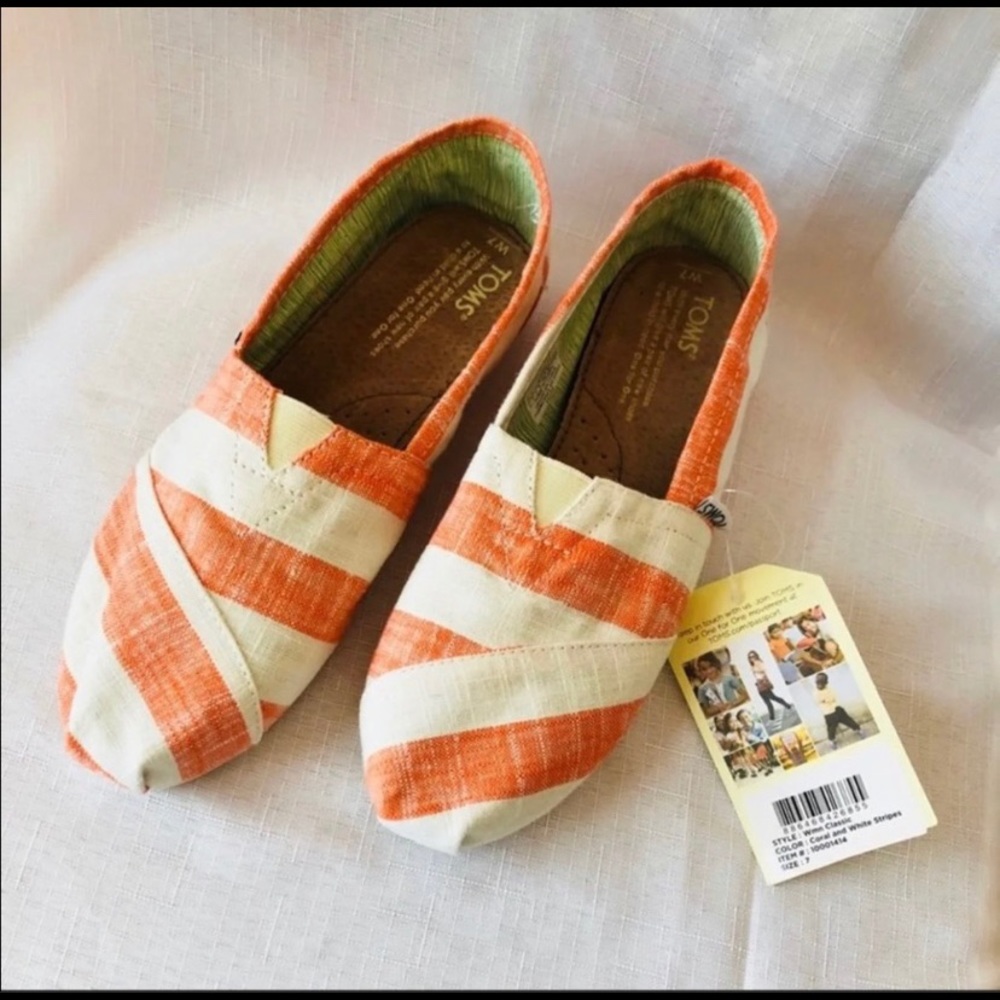 New Toms Classic striped slip on flats